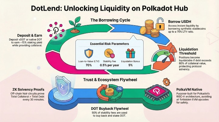 DotLend Protocol Overview — The Borrowing Cycle, ZK Solvency Proofs, and Ecosystem Flywheel on Polkadot Hub